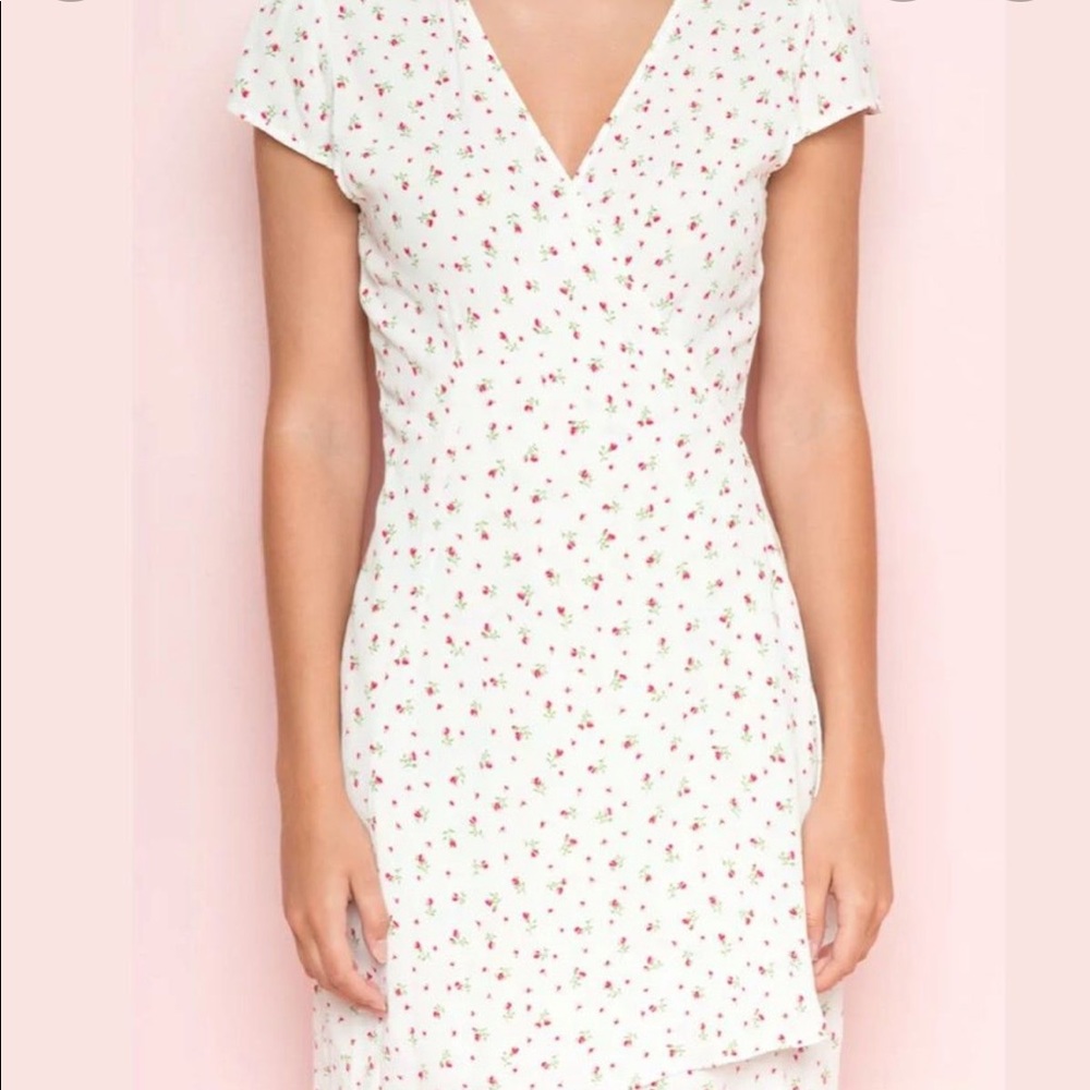Brandy Melville Robbie Wrap Dress White and Pink